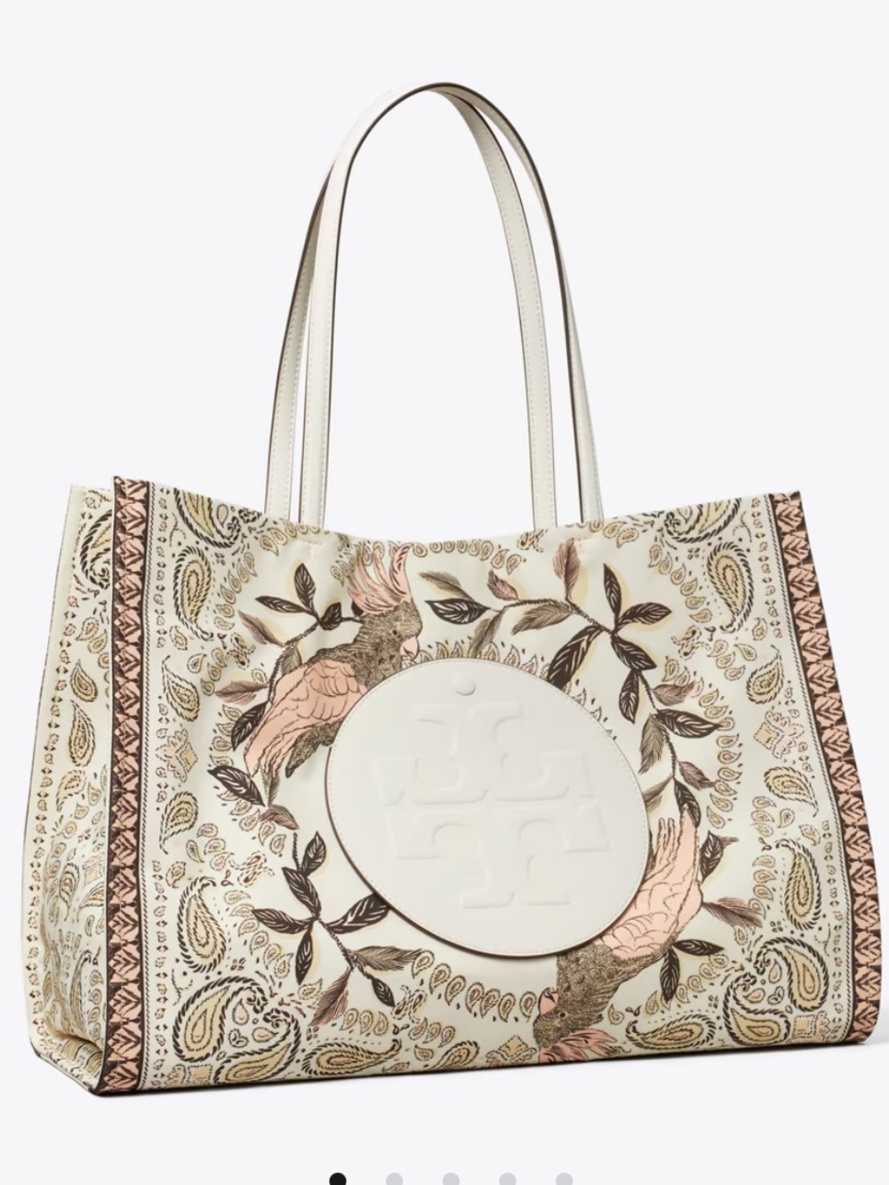 Tory Burch Floral Paisley Ella Tote in Cream, Pink and Brown